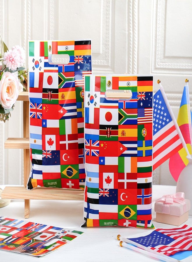 Supervitae 50 Pcs International World Flags Gift Bags with Handles Plastic World Flag Goodie Bag International Party Favor Supplies for Opening Sports Events Celebration Traveler Decoration Bar Clubs - Image 3